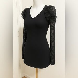 Elegant Little Black Dress 🖤 Black Lace Puff Sleeve Bodycon Mini Dress